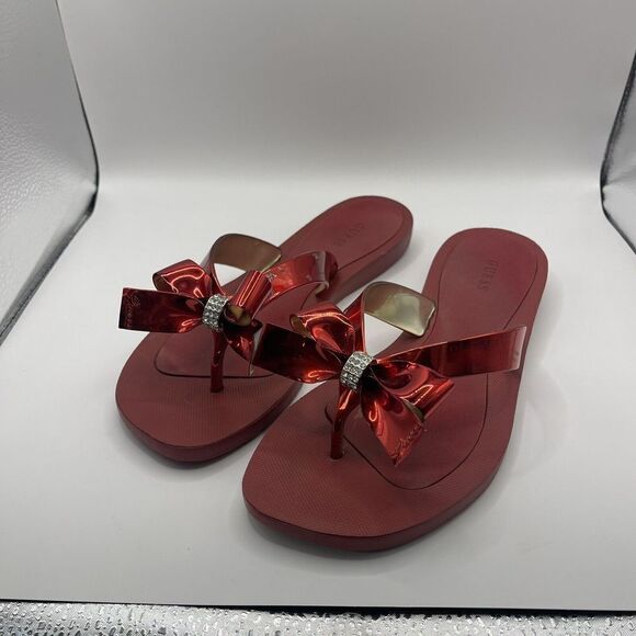 GUESS Women's Tutu Flip‎ Flip Sandal Size 8 Red Flaw - Picture 4 of 5